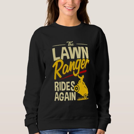Der Rasenmäher fährt wieder auf dem Rasen. Sweatshirt (Vorderseite)