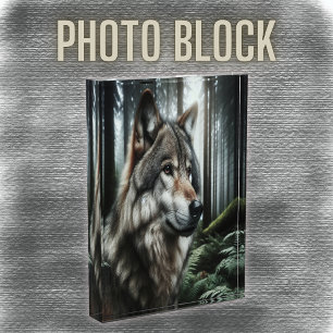 Der rätselhafte Wolf des Waldes Fotoblock