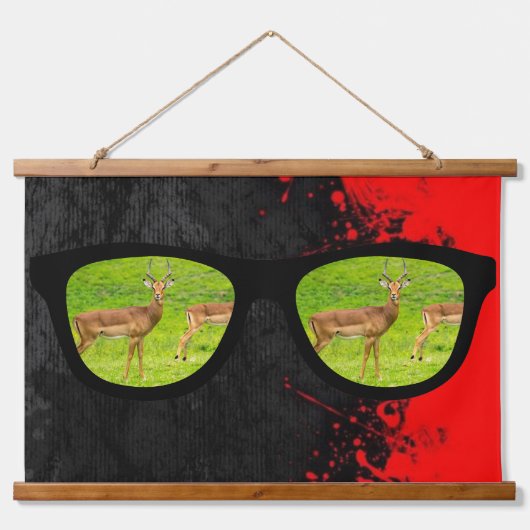 Der räuberische Tiger der Gazelle Wandteppich Mit Holzrahmen (Vorne)