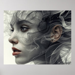 Der rauchige Schleier auf der Wand einer Frau im Q Poster