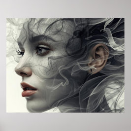 Der rauchige Schleier auf einer quadratischen Wand Poster