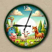 Der Raum für Tierkids in landwirtschaftlichen Betr Runde Wanduhr