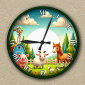 Der Raum für Tierkids in landwirtschaftlichen Betr Runde Wanduhr