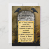 Der Raven Friedhof Spooky Grabstein Halloween Einladung (Vorderseite)