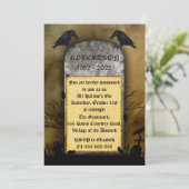 Der Raven Friedhof Spooky Grabstein Halloween Einladung (Stehend Vorderseite)