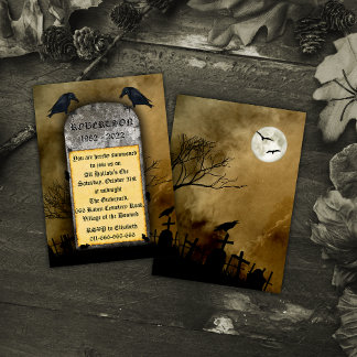 Der Raven Friedhof Spooky Grabstein Halloween Einladung