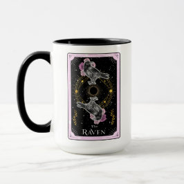 Der Raven Tarot Card Celestial Moon Pink Black Tasse