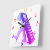 "Der Rechner-Träger" Quadratische Wanduhr (Winkel)