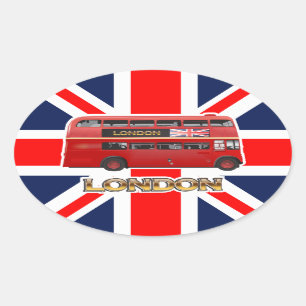 Der Red London Double Decker Bus Ovaler Aufkleber
