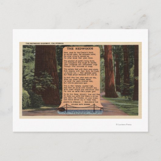 Der Redwood Highway, Gedicht von Strauß Postkarte (Vorderseite)