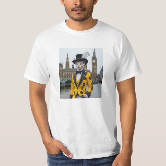 Der Regal Sphynx in seinem verblüffenden Anzug im T-Shirt (Vorderseite)