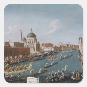 Der Regatta der Frauen auf dem Canal Grande, Quadratischer Aufkleber