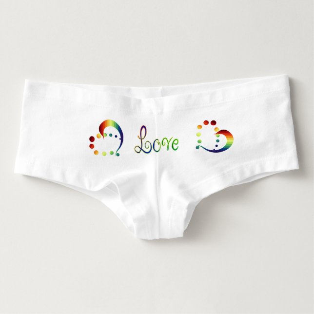 Der Regenbogen-Herz-Liebe-Junge der Frauen Hotpants (Vorderseite)