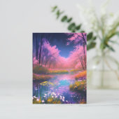 Der Regenbogenfarbene Sumpf im verzauberten Wald Postkarte (Stehend Vorderseite)