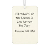 Der Reichtum des Siegers ist für die Gerechten auf Autolufterfrischer (Rückseite)