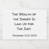 Der Reichtum des Siegers ist für die Gerechten auf Lebensmitteletikett (Einzelnes Label)