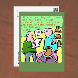 Der reife Schüler liest ein Gedicht in der Töpferk Postkarte