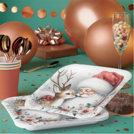 Der Reindeer Kiss des Weihnachtsmanns Pappteller