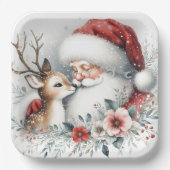 Der Reindeer Kiss des Weihnachtsmanns Pappteller (Vorderseite)