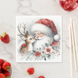 Der Reindeer Kiss des Weihnachtsmanns Serviette