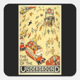 Der Reiz des Underground-Retro-Vintage-Posters Quadratischer Aufkleber
