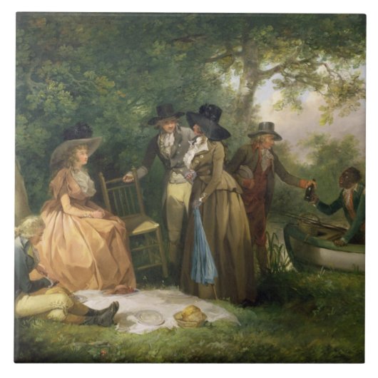 Der Repast des Anglers (Öl auf Leinwand) Fliese (Vorderseite)