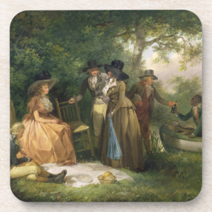 Der Repast des Anglers (Öl auf Leinwand) Getränkeuntersetzer