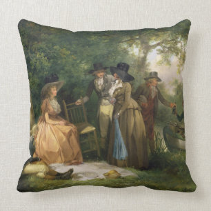 Der Repast des Anglers (Öl auf Leinwand) Kissen