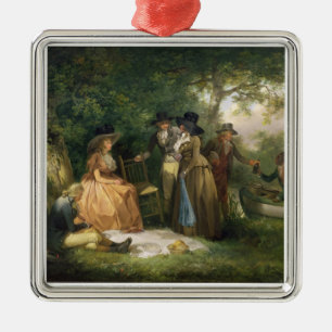 Der Repast des Anglers (Öl auf Leinwand) Ornament Aus Metall