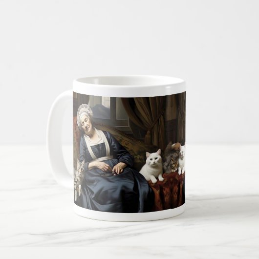 " DER REPOSE DER KATZLADY " KAFFEETASSE (Vorderseite Links)