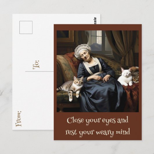 " DER REPOSE DER KATZLADY " POSTKARTE (Vorne/Hinten)