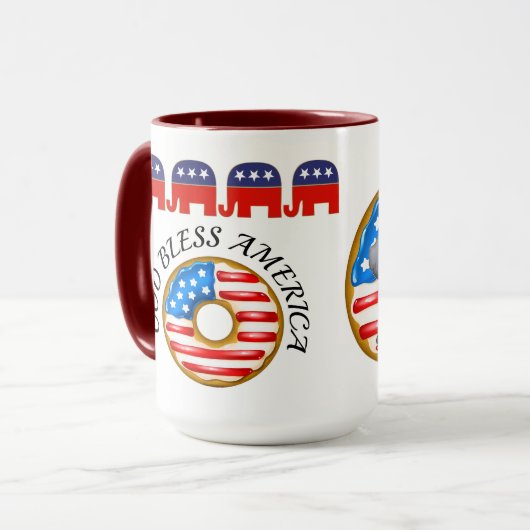 Der republikanische Gott segne Amerika Doughnut Tasse (Vorderseite Links)