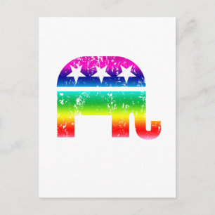 Der republikanische Original Elefant störte Regenb Postkarte