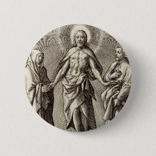 Der Retreen Christus steht auf einem Hügel  Button