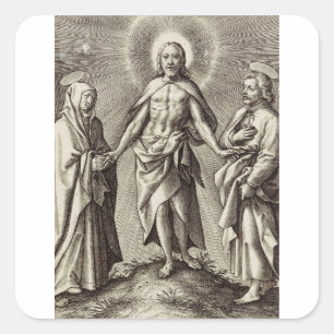 Der Retreen Christus steht auf einem Hügel Quadratischer Aufkleber