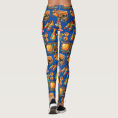 Der Retro Beat Patternx4 Blue BG Leggings (Rückseite)