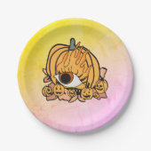 Der Retro Pumpkin-Flammenauge Pappteller (Vorderseite)