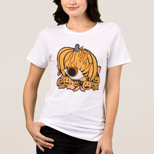 Der Retro Pumpkin-Flammenauge Tri-Blend Shirt (Vorderseite)