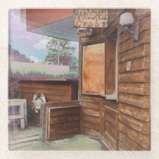 Der Retro-Shack-Glass-Untersetzer Glasuntersetzer