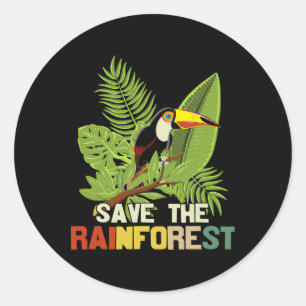 Der Retro-Stil des Regenwaldes Earth Day gerettet Runder Aufkleber
