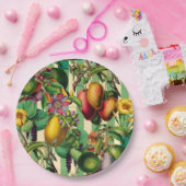 Der Retrostil von grünen Früchten und Blumengärten Pappteller (Party)