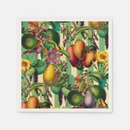 Der Retrostil von grünen Früchten und Blumengärten Serviette