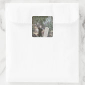 Der Rev. John Wesley besucht das Grab seiner Mutte Quadratischer Aufkleber (Tasche)