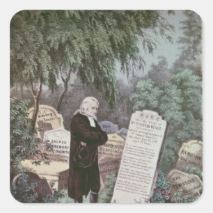 Der Rev. John Wesley, der das Grab seiner Mutter Quadratischer Aufkleber