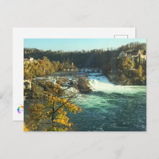 Der Rhein fällt in der Schweiz Postkarte (Vorne/Hinten)