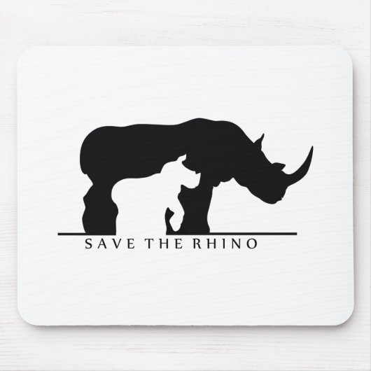 Der Rhino gerettet (weiß ver.) Mousepad (Vorne)