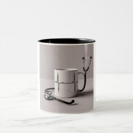 Der Rhythmus des Kaffees: Ein herzliches Design Zweifarbige Tasse