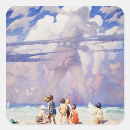 „Der Riese“ Feen-Kunst von NC Wyeth Quadratischer Aufkleber (Vorderseite)