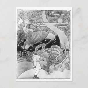 Der riesige Eichenbaum wird abgeschnitten Postkarte