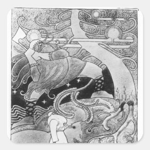 Der riesige Eichenbaum wird abgeschnitten Quadratischer Aufkleber